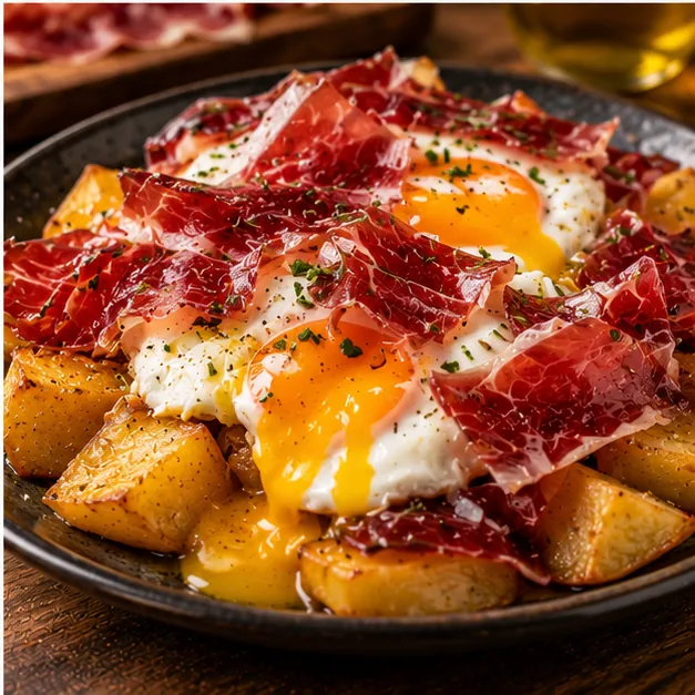 Huevos rotos con jamón ibérico