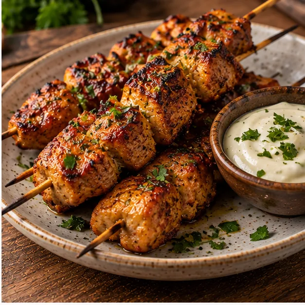 Pinchos morunos caseros con alioli